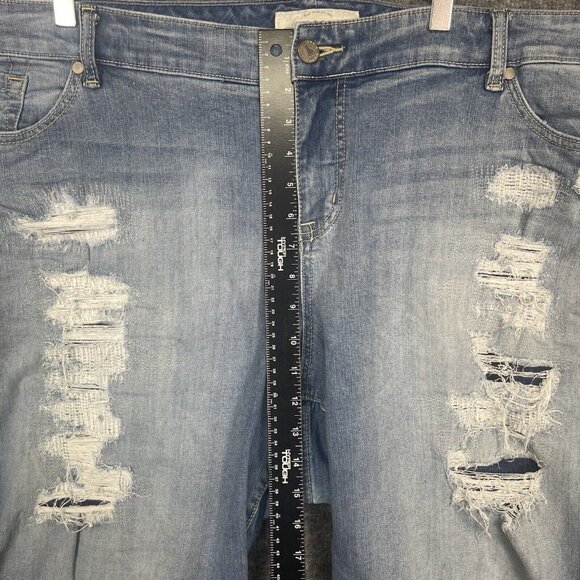 Torrid Shorts Womens 26‎ Blue Jeans Denim Distressed High Rise Bermuda Stretch - Picture 4 of 12